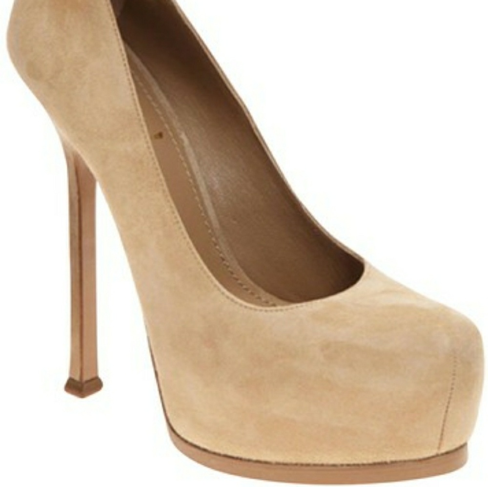 YSL Saint Laurent Nude Tribute Suede Pumps Heels